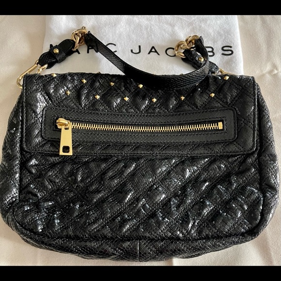 Authentic Marc Jacobs Python embossed gold studs shoulder bag and wallet. - Picture 11 of 15